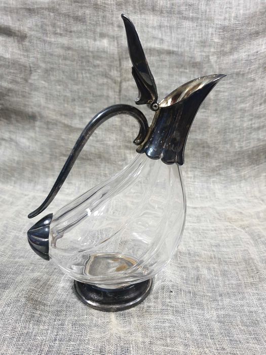 Кристален  декантер, сервиз с гъски,композиция с гъски  чифт патици