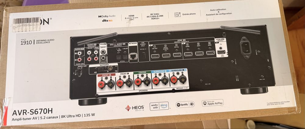 Receiver AV 5.2 Denon AVR-S670H – 8K, HDR10+, Wi-Fi, HEOS