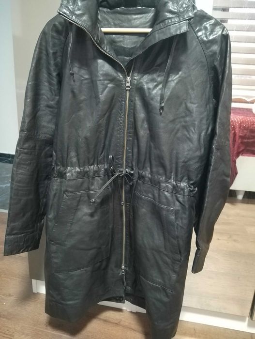 Естествена кожа чудесна  дамска зимна парка