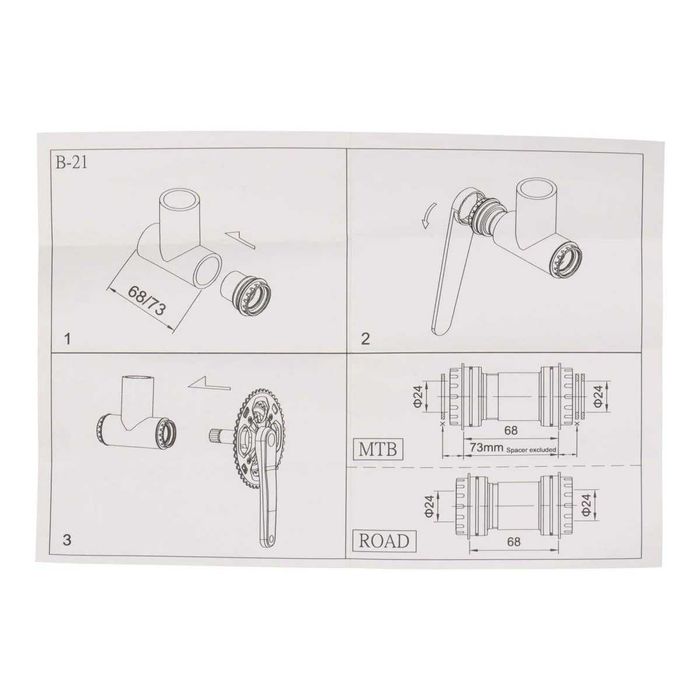 Butuc pedalier PressFit cu insurubare 46x68mm bb shell pentru ax 24mm nou