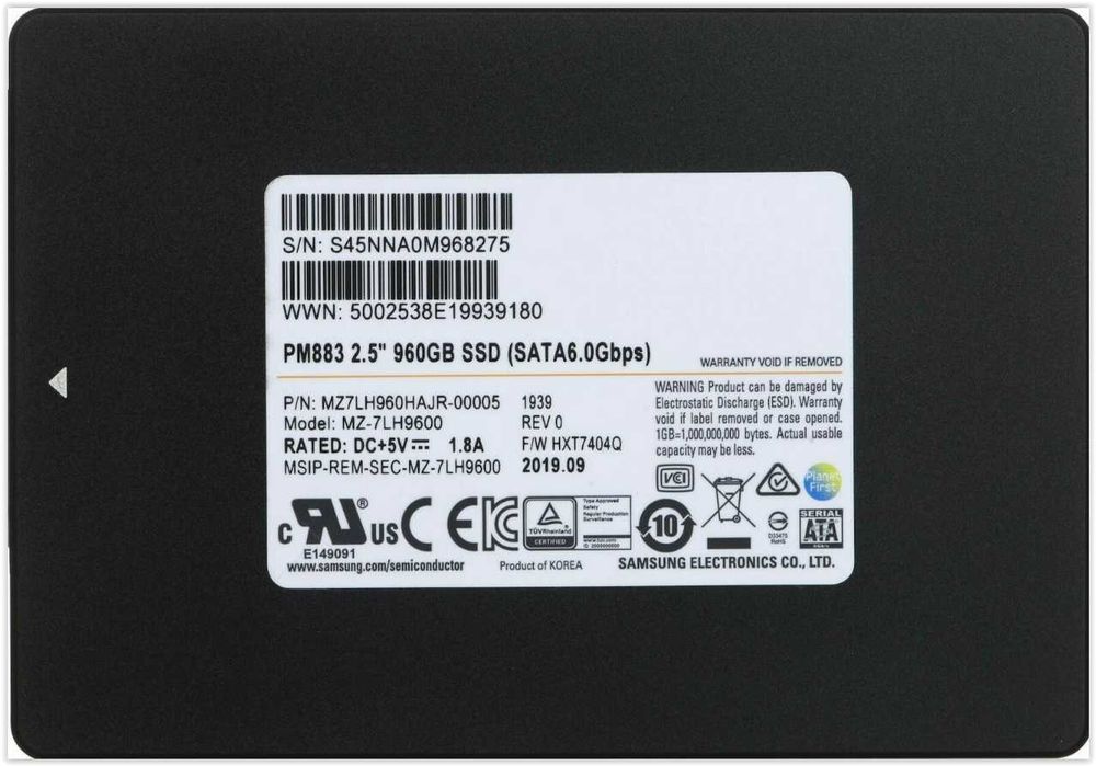 ssd  sata6 2,5 inch Samsung pm883 960GB