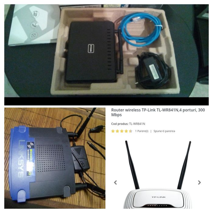 Router Wireless TP-Link TL-WR841N,  D-Link DIR-615 si Linksys WRT54GL