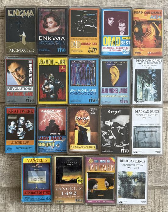 Lot 102 casete audio cu muzica diversa (synth-pop/downtempo/electro/disco/italo-disco/dance/rock