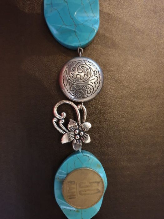 Set colier si bratara vechi cu pietre naturale semipretioase turcuaze