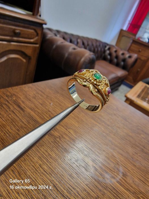 Винтидж Златен Пръстен Cigar Band Ring