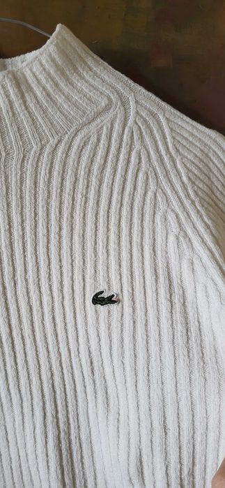 Pulover alb maleta Lacoste original