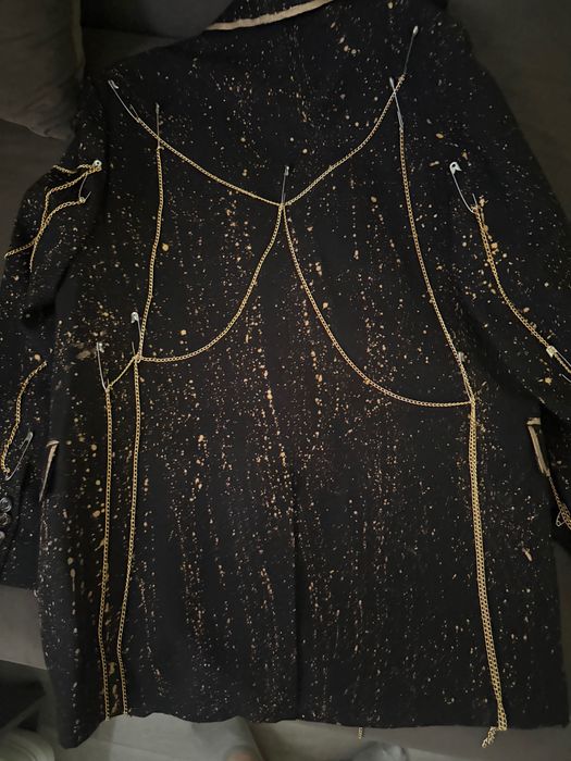 Rochie tip sacou negru auriu cu lanțuri, nouă, mărimea S
