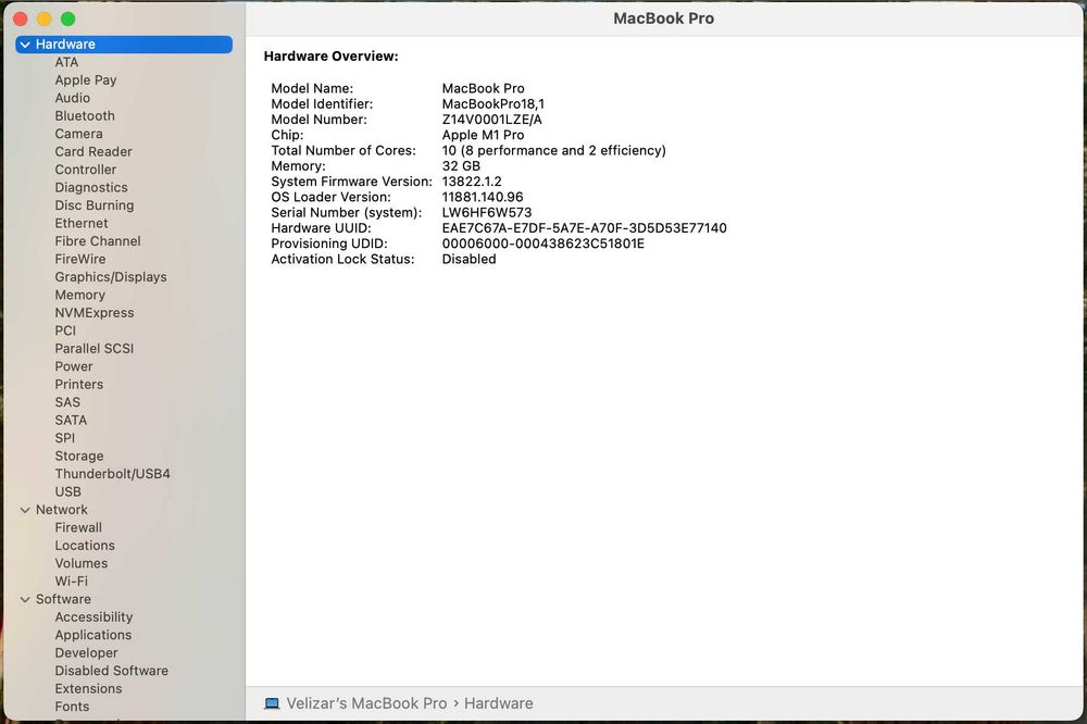 Macbook Pro M1 2021 16'' 32 GB RAM 512 SSD