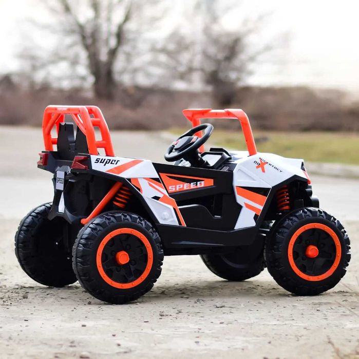 UTV electric Kinderauto RSR 4x 30w 12V cu roti moi, scaun tapitat RED