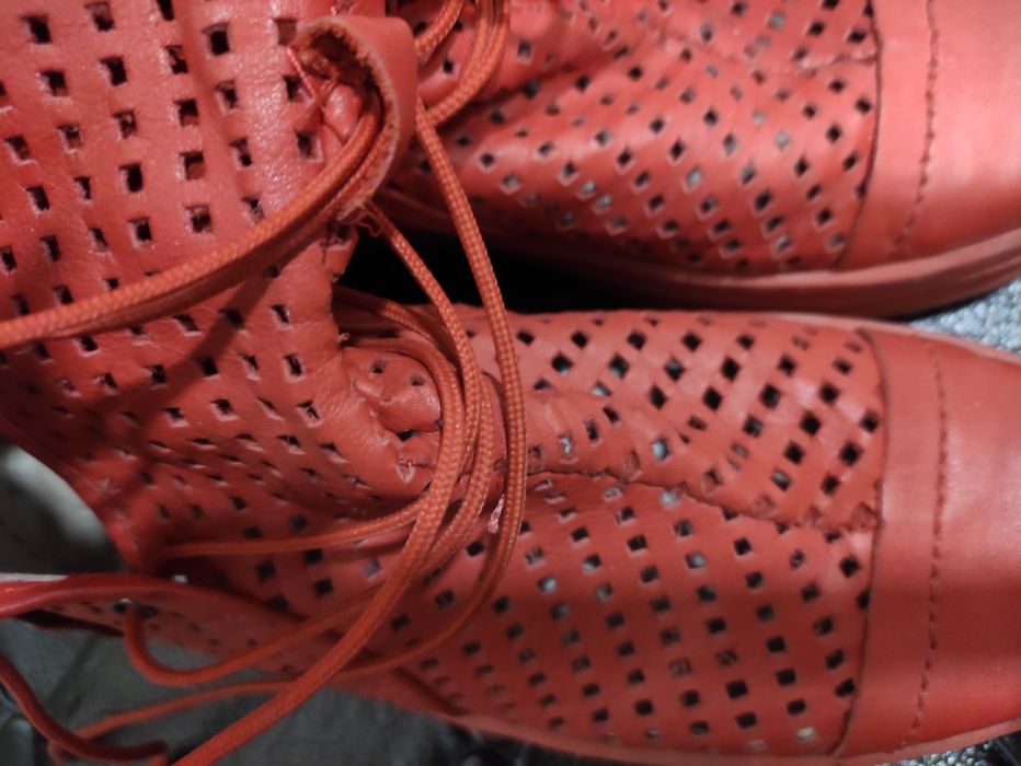 Червени естествена кожа ботуши летни