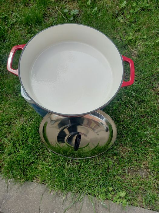 Cratiță fontă emailată 40 cm cu capac inox/Ofertă 369 lei