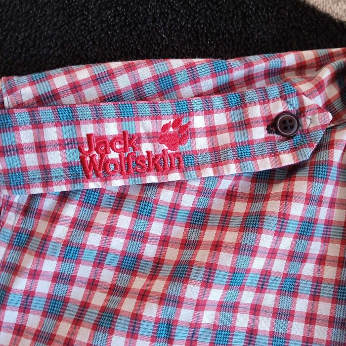 %SALE! КАТО НОВА JACK WOLFSKIN Size M оригинална карирана риза с къс ръкав Джак Улфскин Plaid Shirt