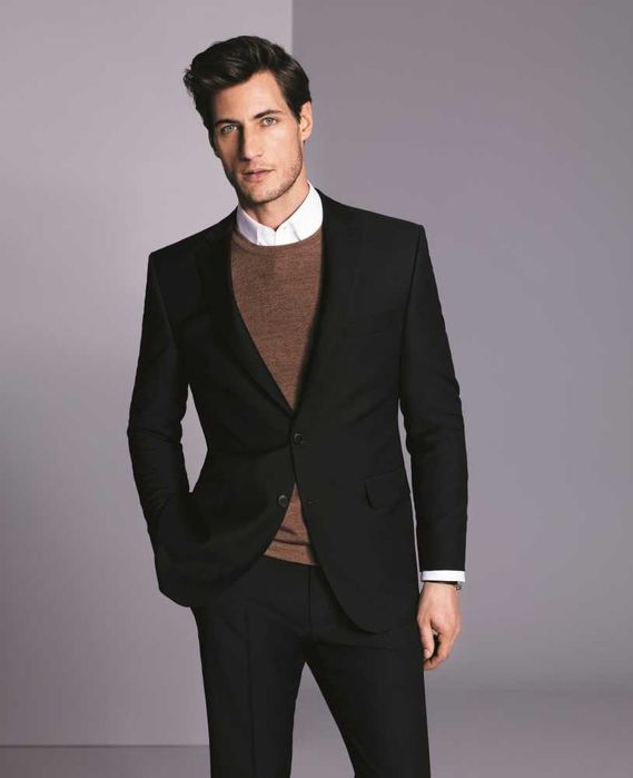 Sacou blazer slim 52 XL premium Digel lana super 120's negru