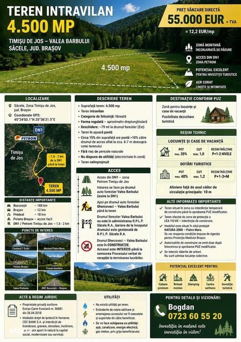 Timisu de Jos, Valea Barbului - Petrom -Teren  intravilan de 4,500 mp.