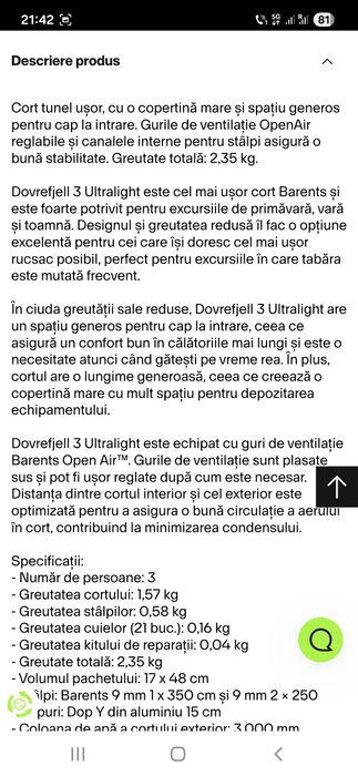 Cort de 3 persoane Barents Dovrefjell 3 Ultralight