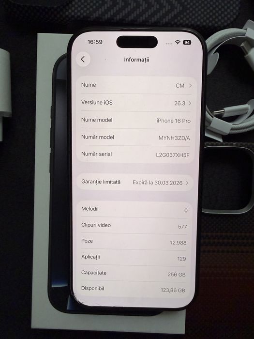 Iphone 16 pro, 93%, neverlock