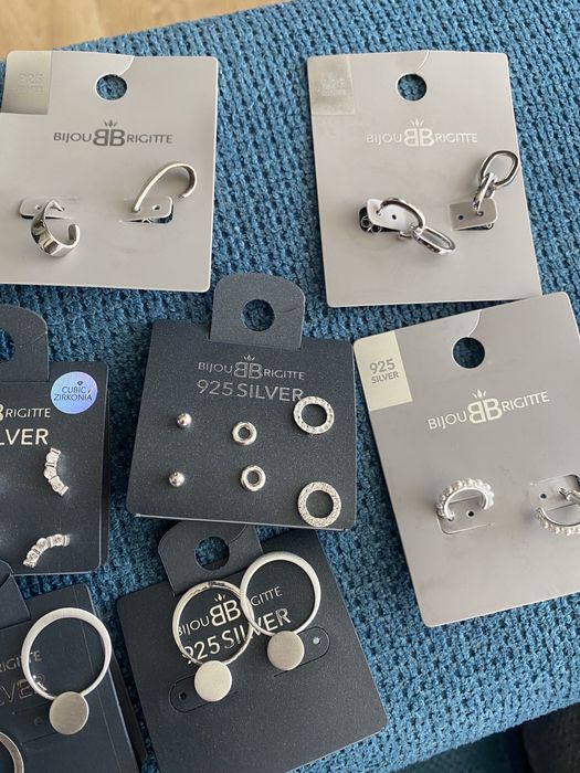 Сребърни обици компект.С камъни цирконий.Нови,страхотни.На половин цен