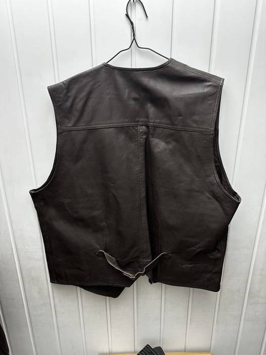 Vesta moto de piele XL maro fara nasturi