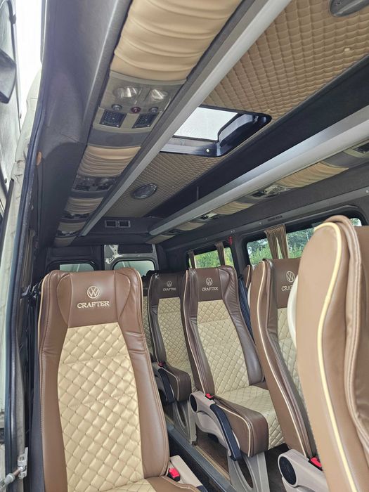 VW Crafter 2.5 TDI 21+ 1 места | 136 к.с. | 2 климатика | Кожа | TV | Автоматична врата | Микрофон