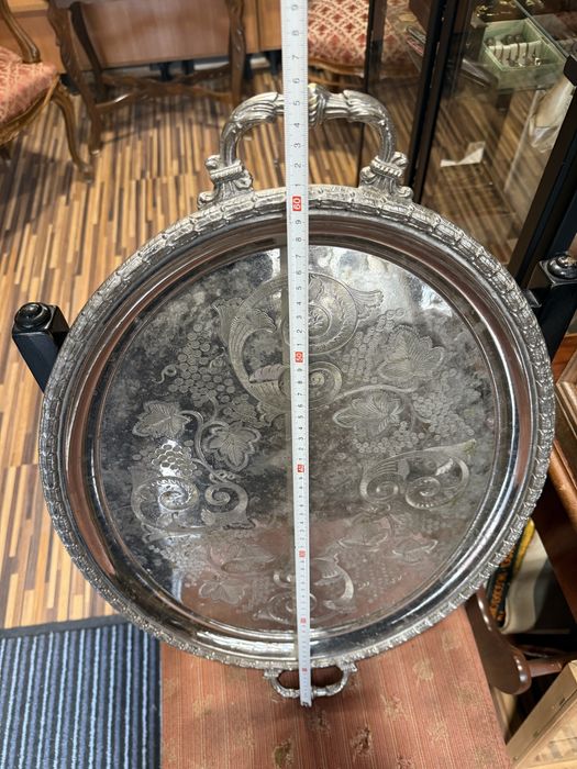 голям стар масивен посребрен поднос