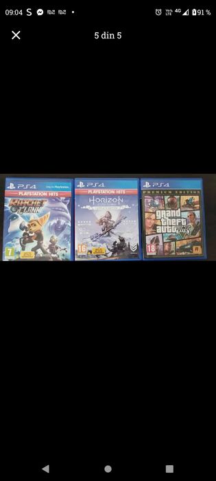 PS4 SLIM , 2 manete și trei jocuri