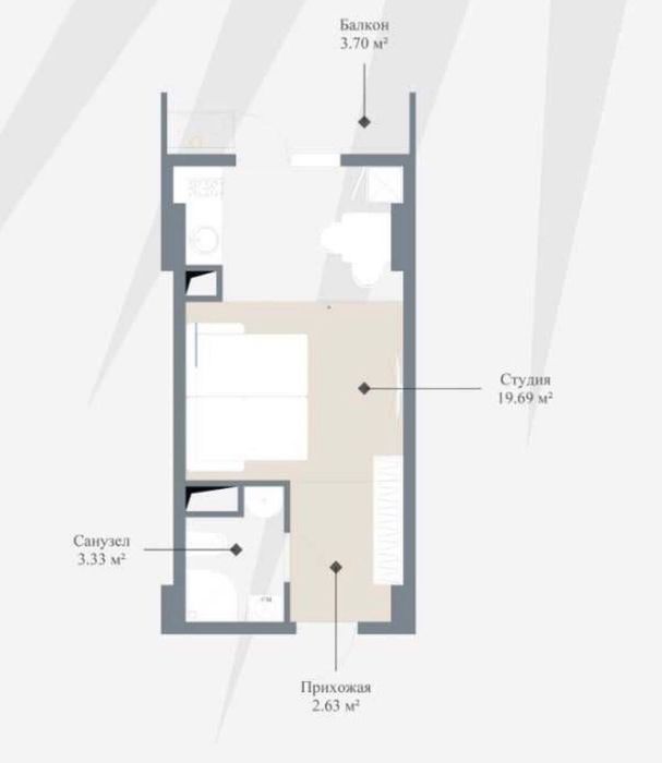 1-комнатная 26,3 м²| Новостройка| ЖК Imperial Club City, 9/14