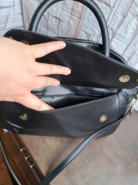 дамска чанта,черна Roberto Botticelli италианска чанта-естествена кожа