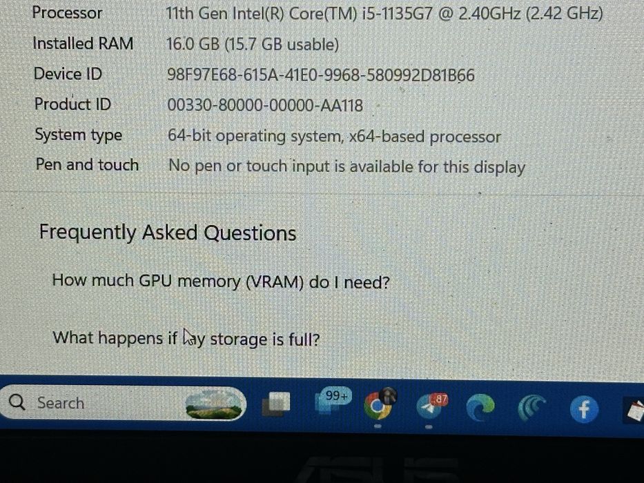 ASUS X515EA  512GB Core i5-11 avlod Deyarli Yangi