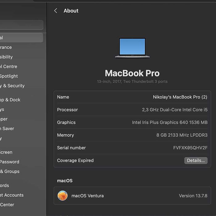 Apple MacBook Pro 13'' 2018 , 8GB, 128GB