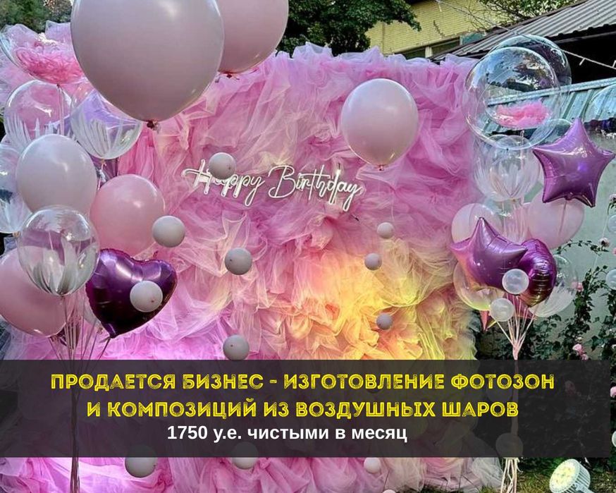 Изготовление фотозон и композиций из шаров, 1750 у.е. в месяц