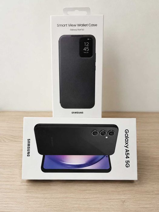 НОВ Samsung Galaxy A54 5G 256 GB + Оригинален калъф Smart View Wallet Case (Пълен комплект)