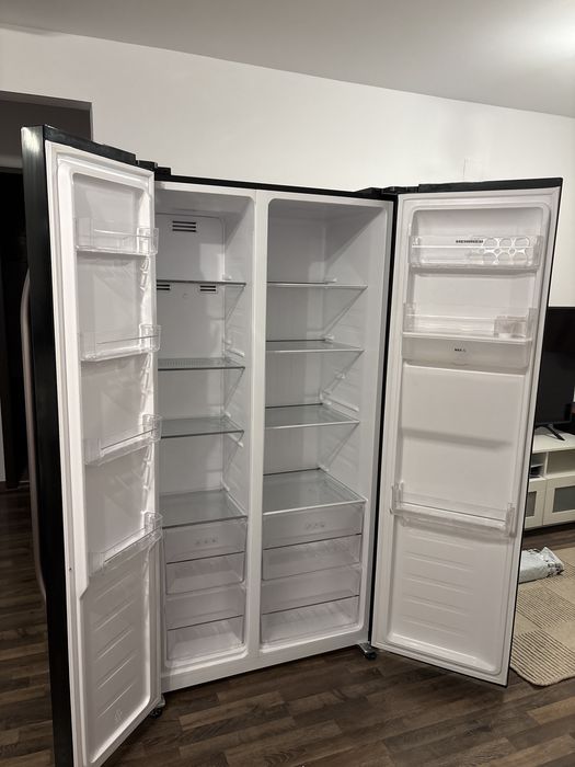 Frigider Side By Side Heinner HSBS-H439NFBKWDE++, 439 L, Full No Frost, 177 cm, Negru