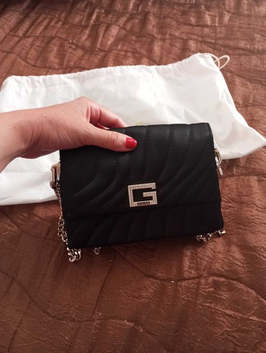 Guess Оригинална черна дамска чанта супер луксозна от Guess