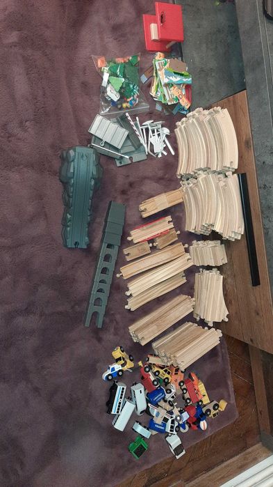 3 Seturi trenuri trenulet de lemn 200 piese set electic cadou perfect