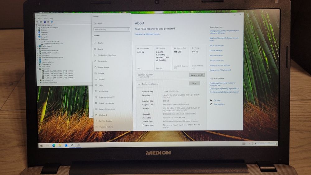 Laptop Medion Akoya E7424  Intel i3-7100u 2.4 GHz/ 8 GB / SSD 120 + 1.5 TB - 17.3 Full HD