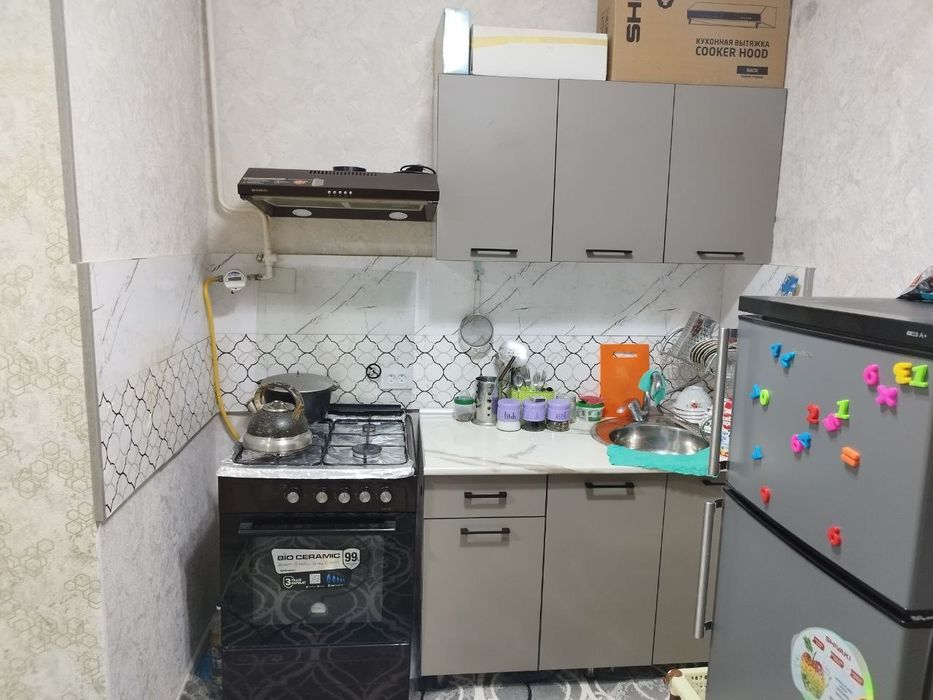 2/1/5 Сергели 2. Квартира 58 м², с ремонтом. Есть огород. Метро 500 м.