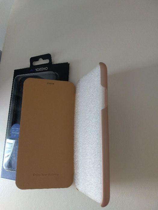 Vand Husa Apple iPhone X, Smart Flip,protectie, Auriu,noua.