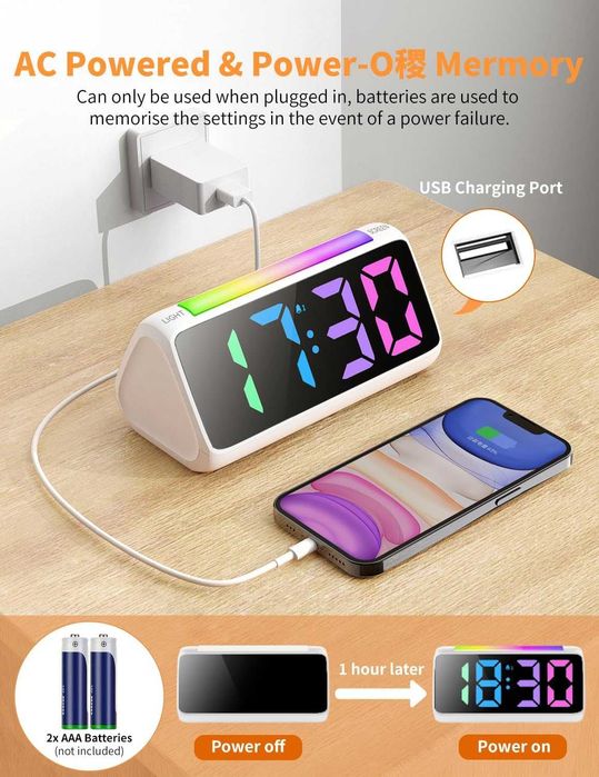 Netzu Алармени часовници за нощно шкафче, цифров часовник за спалня