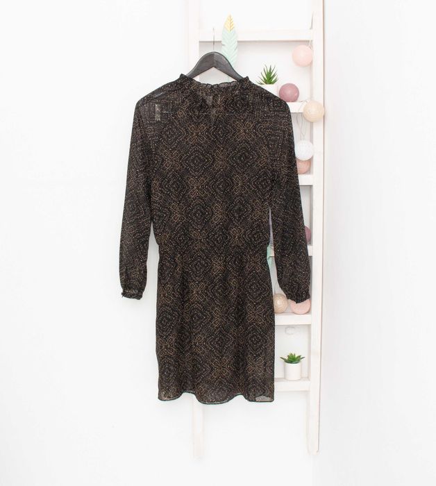 RALPH LAUREN оригинална дамска рокля черно бежова с принт прозрачна S