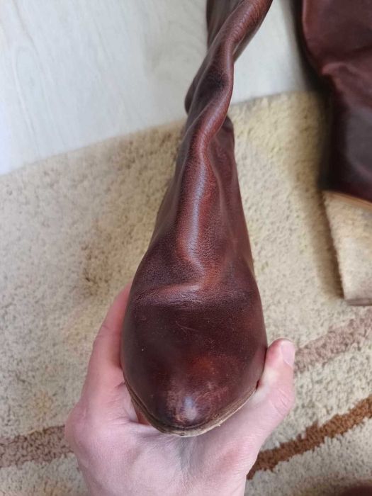 Cizme piele Maison Martin Margiela Pour H&M leather longboots brown 40