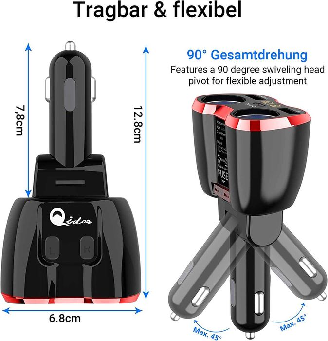 Зарядно устройство с индикатор за запалка на автомобил, USB