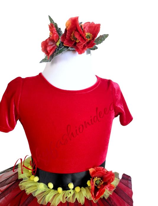 Mac costum serbare rochiță roșie Mac, 3,4,5,6,7 ani