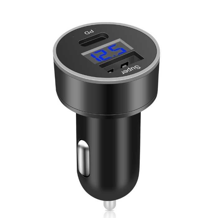 Адаптер за запалка с USB и волтметър - PD + QC