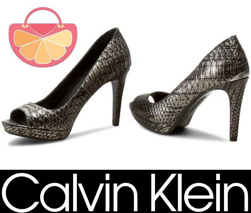 %ПРОМО% CALVIN KLEIN № 35-37-38-39 – Дамски кожени сандали BLACK LABEL