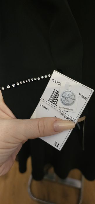 Rochie de seara neagra Yokko, cu cristale Swarovski