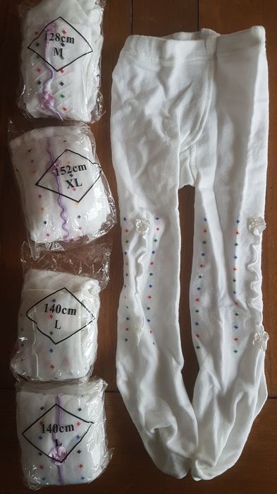 Dresuri albe  groase din bumbac mar 128, 140 si 152 cm