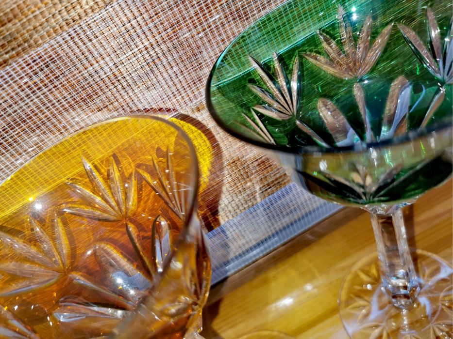 Кристални чаши VAL SAINT-LAMBERT 3 ЧАШИ ЗА ВИНО ROEMER Saarlouis 1930г