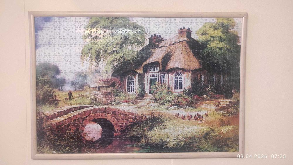 АРТ пъзел нов РАМКИРАН "Къща сред зеленината" - Рент Уитхар
