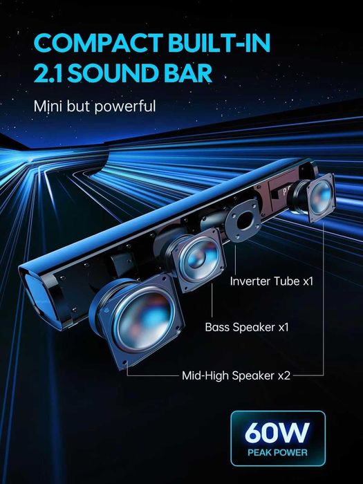 Soundbar Boxa Audio Bluetooth 60W 2.1CH Subwoofer integrat Difuzor