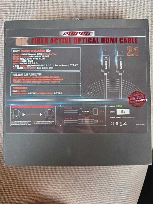 8K Fiber active optic HDMI cable